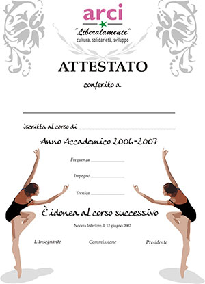 Attestato corso di danza