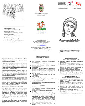 Brochure Ed. 2005 Giornata della Memoria
