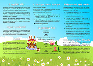 Interno brochure a tre ante Centro per minori Il Mondo dei Folletti