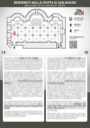 Pannello bilingue introduttivo al percorso museale della Cripta