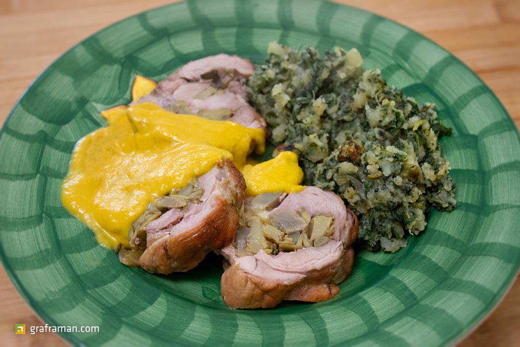 Arrosto di tacchino ripieno di carciofi