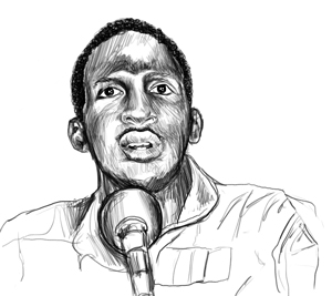 Ritratto di Thomas Sankara reallizato per la copertina del libro Rivoluzioni permanenti