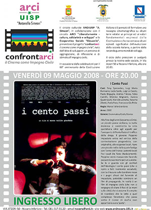 Locandina proiezione film I cento Passi