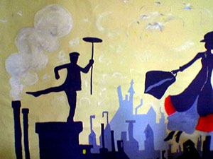 Tempera, scenografia spettacolo su Mary Poppins