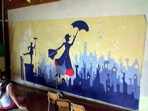 Tempera, scenografia spettacolo su Mary Poppins