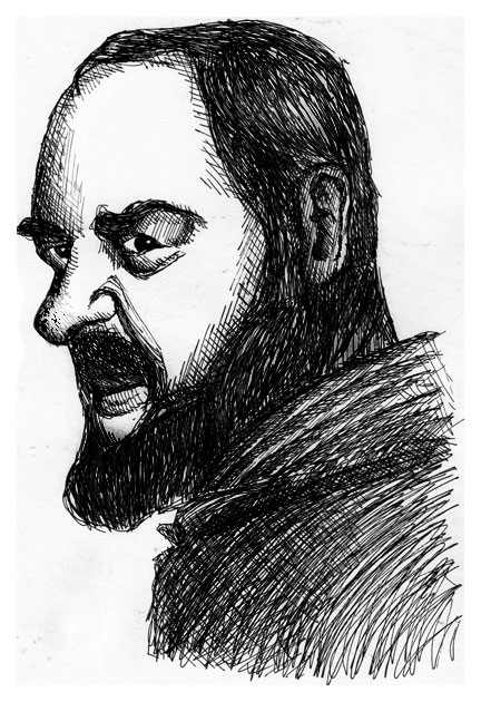 Inchiostro di china, ritratto di Padre Pio