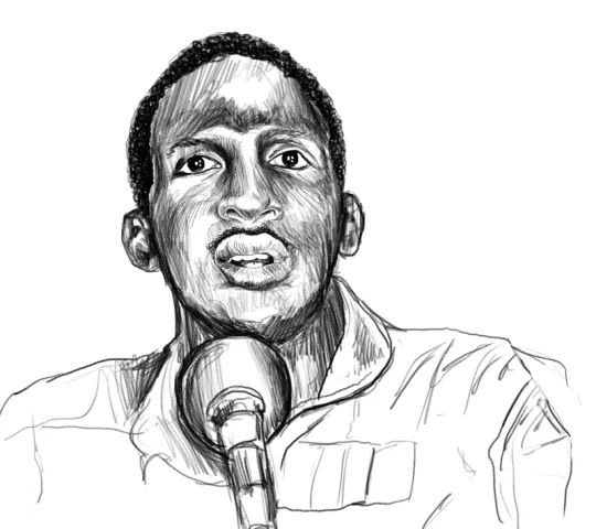 Ritratto di Thomas Sankara realizzato per la copertina del libro Rivoluzioni permanenti
