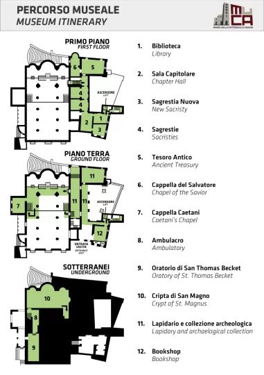 Planimetrie degli ambienti visitabili della Cattedrale
