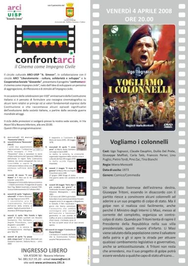 Locandina proiezione film Vogliamo i colonnelli
