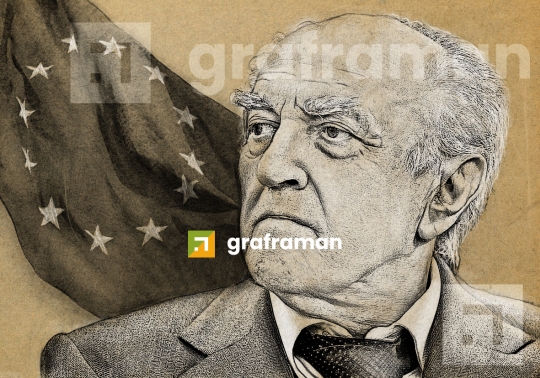 Ritratto di Franco Ferrarotti realizzato per la copertina del libro Franco Ferrarotti. La stagione di un sociologo in Parlamento (1958-1963).
