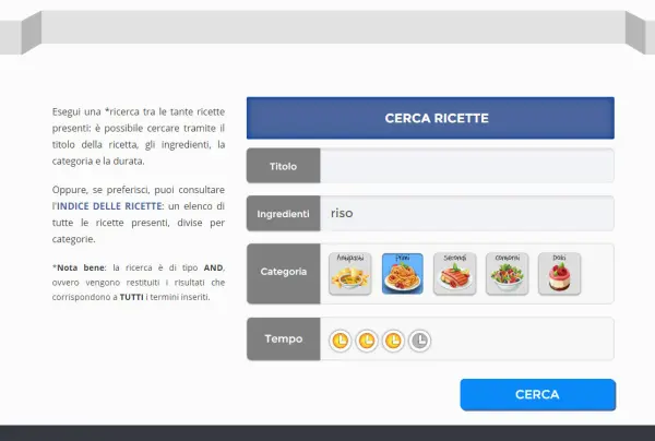 Il motore di ricerca dell'applicazione