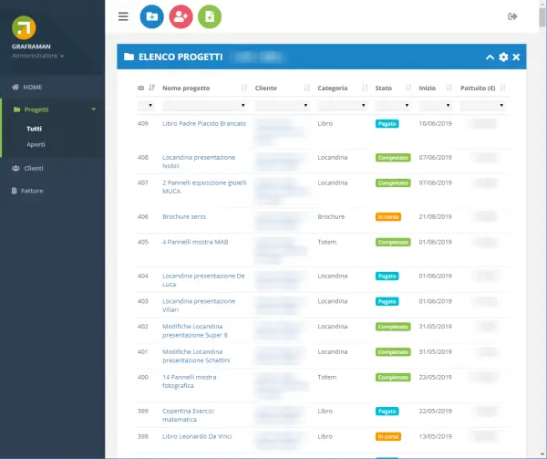 Schermata dell'applicativo