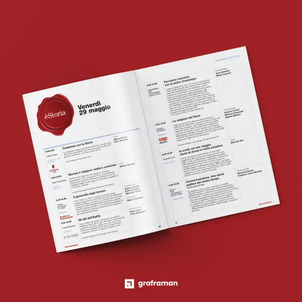 Mockup dell'interno del Giracittà 2026, pagine del programma
