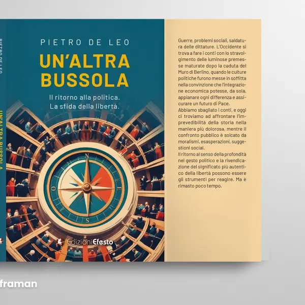 Impaginazione del risvolto di copertina con la sinossi estesa del libro "Un'altra bussola" - Graframan