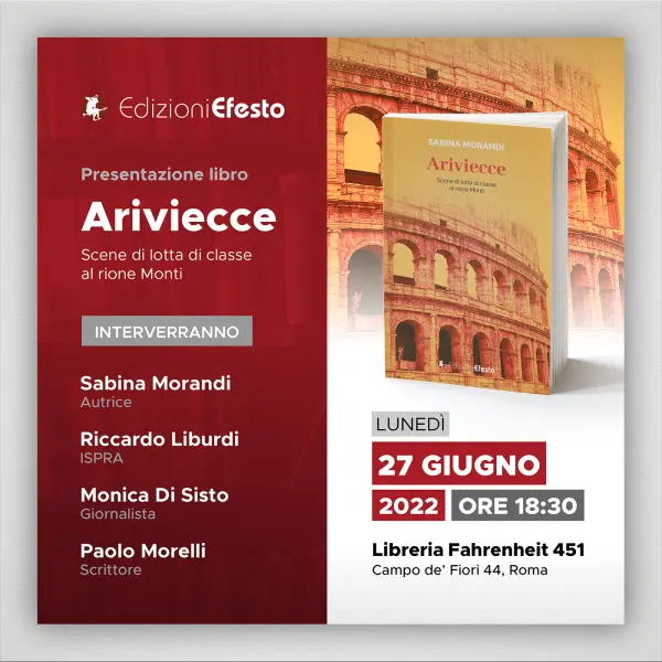 Locandina evento di presentazione libro