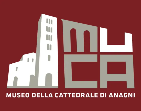 Logo del Museo della Cattedrale di Anagni, versione negativa su fondo bordeaux - Graframan