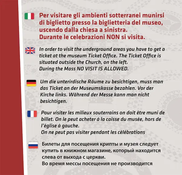 Pannello multilingue con le istruzioni per la visita degli ambienti sotterranei - Graframan