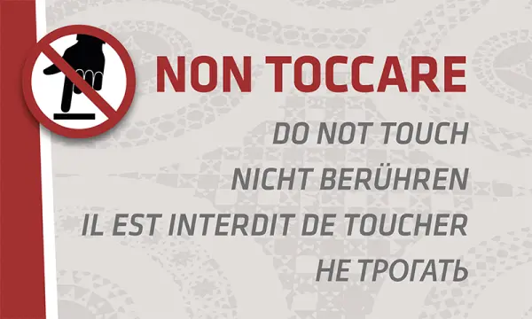 Pannello "Non toccare" tradotto in cinque lingue - Graframan