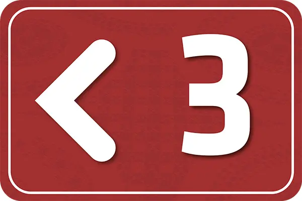 Pannello numerico "3" con freccia verso sinistra - Graframan